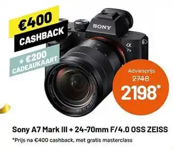 Kamera Express Sony a7 mark iii + 24-70mm f-4.0 oss zeiss aanbieding