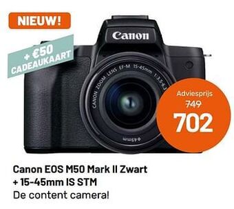 Kamera Express Canon eos m50 mark ii zwart + 15-45mm is stm aanbieding