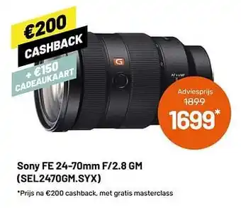 Kamera Express Sony fe 24-70mm f-2.8 gm sel2470gm.syx aanbieding