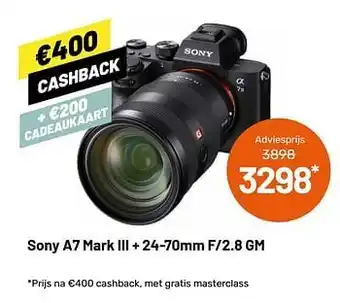 Kamera Express Sony a7 mark iii + 24-70mm f-2.8 gm aanbieding