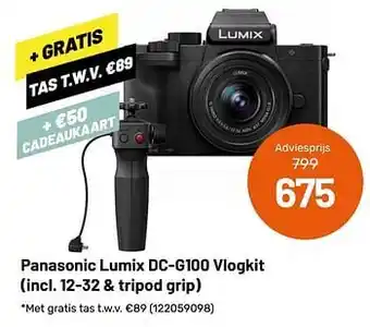 Panasonic lumix dc-g100 vlogkit incl. 12-32 + tripod grip