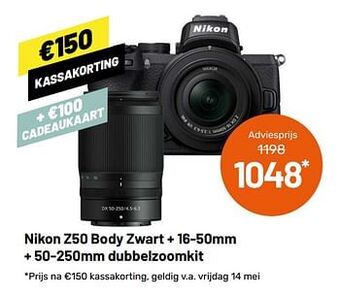 Kamera Express Nikon z50 body zwart + 16-50mm + 50-250mm dubbelzoomkit aanbieding