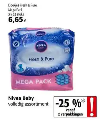 Colruyt Nivea baby doekjes fresh + pure mega pack aanbieding