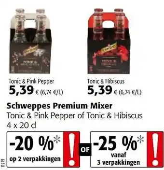 Schweppes premium mixer tonic + pink pepper of tonic + hibiscus