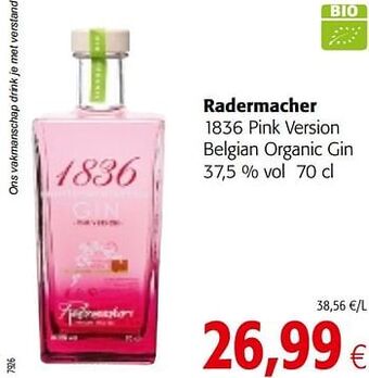 Colruyt Radermacher 1836 pink version belgian organic gin aanbieding
