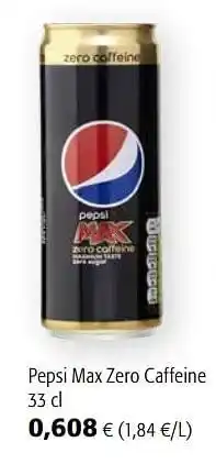 Colruyt Pepsi max zero caffeine aanbieding