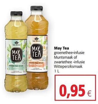 Colruyt May tea groenethee-infusie muntsmaak of zwartethee -infusie witteperziksmaak aanbieding