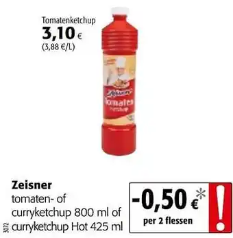 Colruyt Zeisner tomaten of curryketchup of curryketchup hot aanbieding