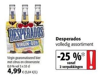 Colruyt Desperados virgin gearomatiseerd bier met citrus en citroenzeste aanbieding