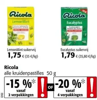 Ricola alle kruidenpastilles