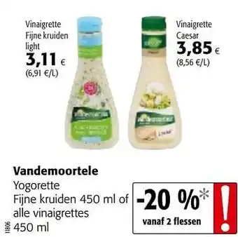 Colruyt Vandemoortele yogorette fijne kruiden of alle vinaigrettes aanbieding