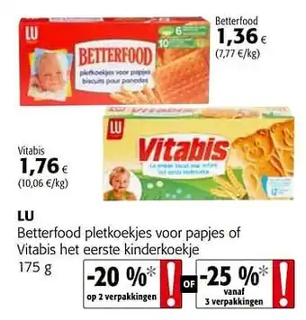 Colruyt Lu betterfood pletkoekjes voor papjes of vitabis het eerste kinderkoekje aanbieding