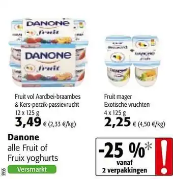 Danone alle fruit of fruix yoghurts