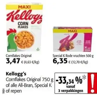 Colruyt Kellogg`s cornflakes original of alle all-bran, special k of repen aanbieding