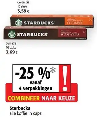 Colruyt Starbucks alle koffie in caps aanbieding