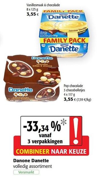 Colruyt Danone danette volledig assortiment aanbieding