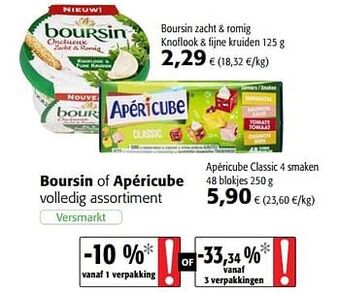 Colruyt Boursin zacht + romig knoflook + fijne kruiden aanbieding