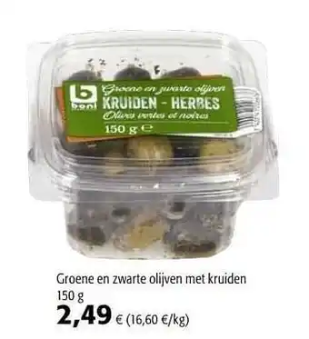 Colruyt Groene en zwarte olijven met kruiden aanbieding