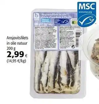 Ansjovitsfilets in olie natuur
