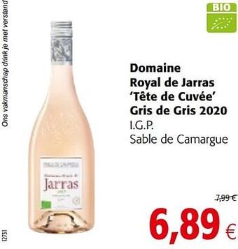 Domaine royal de jarras `tête de cuvée` gris de gris 2020 i.g.p. sable de camargue