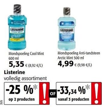 Colruyt Listerine volledig assortiment aanbieding