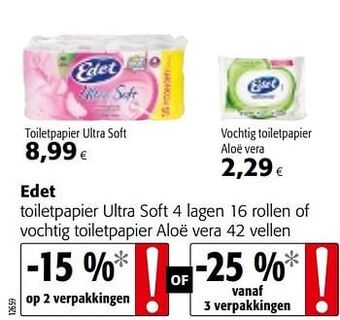 Colruyt Edet toiletpapier ultra soft of vochtig toiletpapier aloë vera aanbieding