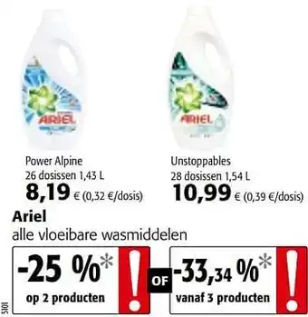 Colruyt Ariel alle vloeibare wasmiddelen aanbieding