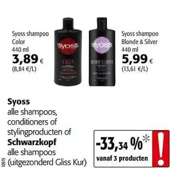 Colruyt Syoss shampoo color aanbieding