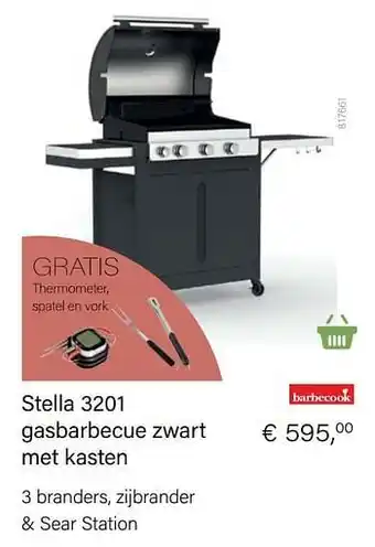 Multi bazar Barbecook stella 3201 gasbarbecue zwart met kasten aanbieding