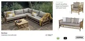 Multi bazar Bamboe hoeksalon met koffie tafel aanbieding