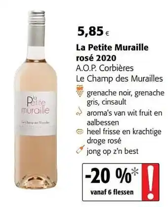 Colruyt La petite muraille rosé 2020 a.o.p. corbières le champ des murailles aanbieding