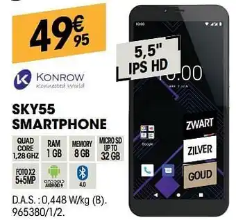 Electro Depot Konrow sky55 smartphone aanbieding