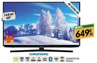 Electro Depot Grundig 4k ultra hd 65gub7040 be. 164cm aanbieding