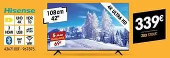 Electro Depot Hisense 4k ultra hd 43a7100f 108cm aanbieding
