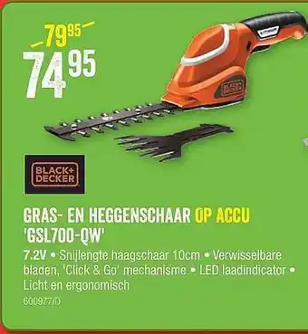 HandyHome Black+decker Gras- En Heggenschaar Op Accu 'gsl700-qw' aanbieding