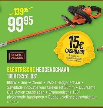 HandyHome Black+decker Elektrische Heggenschaar 'behts551-qs' aanbieding