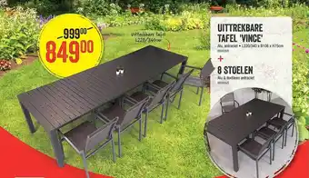 Uittrekbare Tafel 'vine' + 8 Stoelen