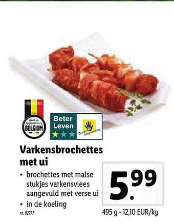 Lidl Varkensbrochettes Met Ui aanbieding
