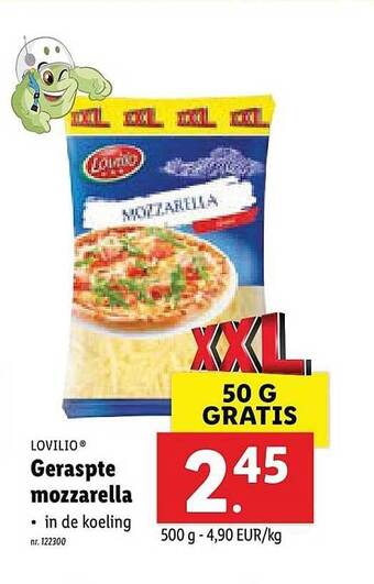 Lidl Lovilio Geraspte Mozzarella aanbieding