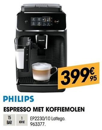 Electro Depot Philips espresso met koffiemolen ep2230-10 lattego aanbieding