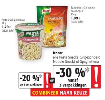 Colruyt Knorr Pasta Snack Carbonara aanbieding