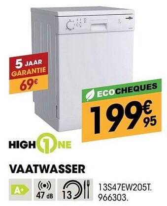 Electro Depot Highone vaatwasser 13s47ew205t aanbieding