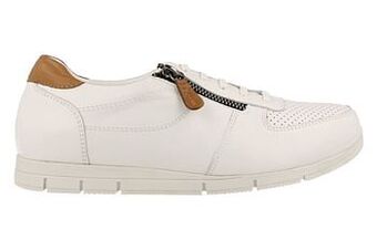 Berca Shoes Andrea Conti Sneaker Laag Dames Met Functionele Rits Comfort Shoes Volledig Leder - Wit aanbieding