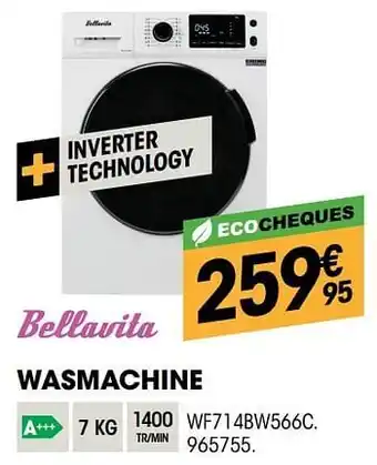 Electro Depot Bellavita wasmachine wf714bw566c 7kg aanbieding