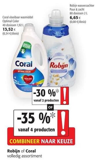 Colruyt Coral vloeibaar wasmiddel optimal color aanbieding