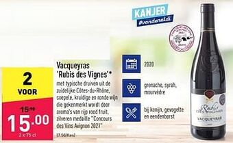ALDI Vacqueyras rubis des vignes aanbieding