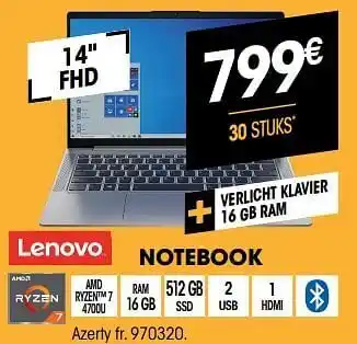 Electro Depot Lenovo notebook azerty fr 14"FHD aanbieding