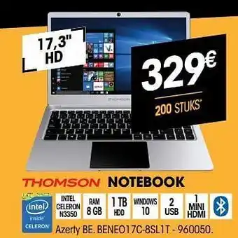 Electro Depot Thomson notebook beneo17c-8sl1t 17.3" HD aanbieding