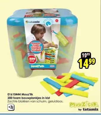 ToyChamp 01610444 Mouz'tik 200 foam bouwplankjes in kist aanbieding