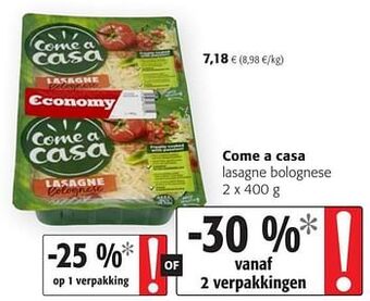 Colruyt Come a casa lasagne bolognese aanbieding